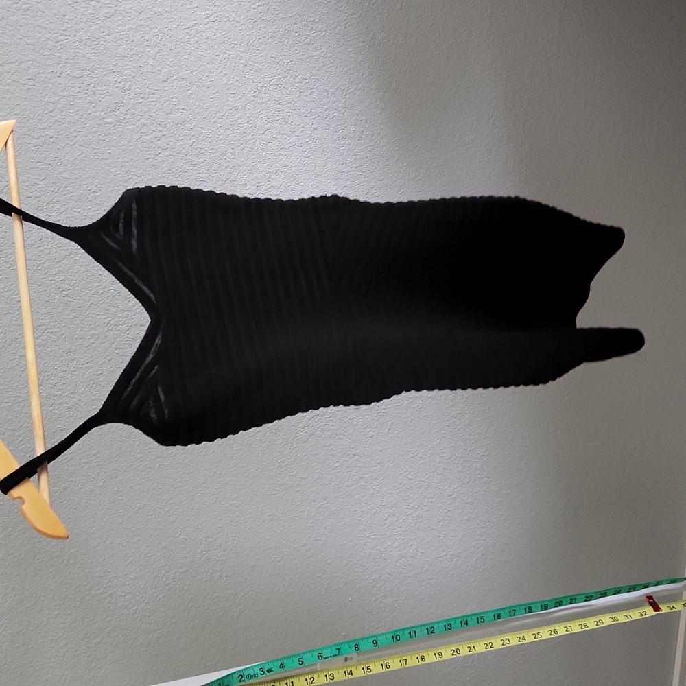 Alexander Wang Black Ribbed Sheer Strap Dress, XS